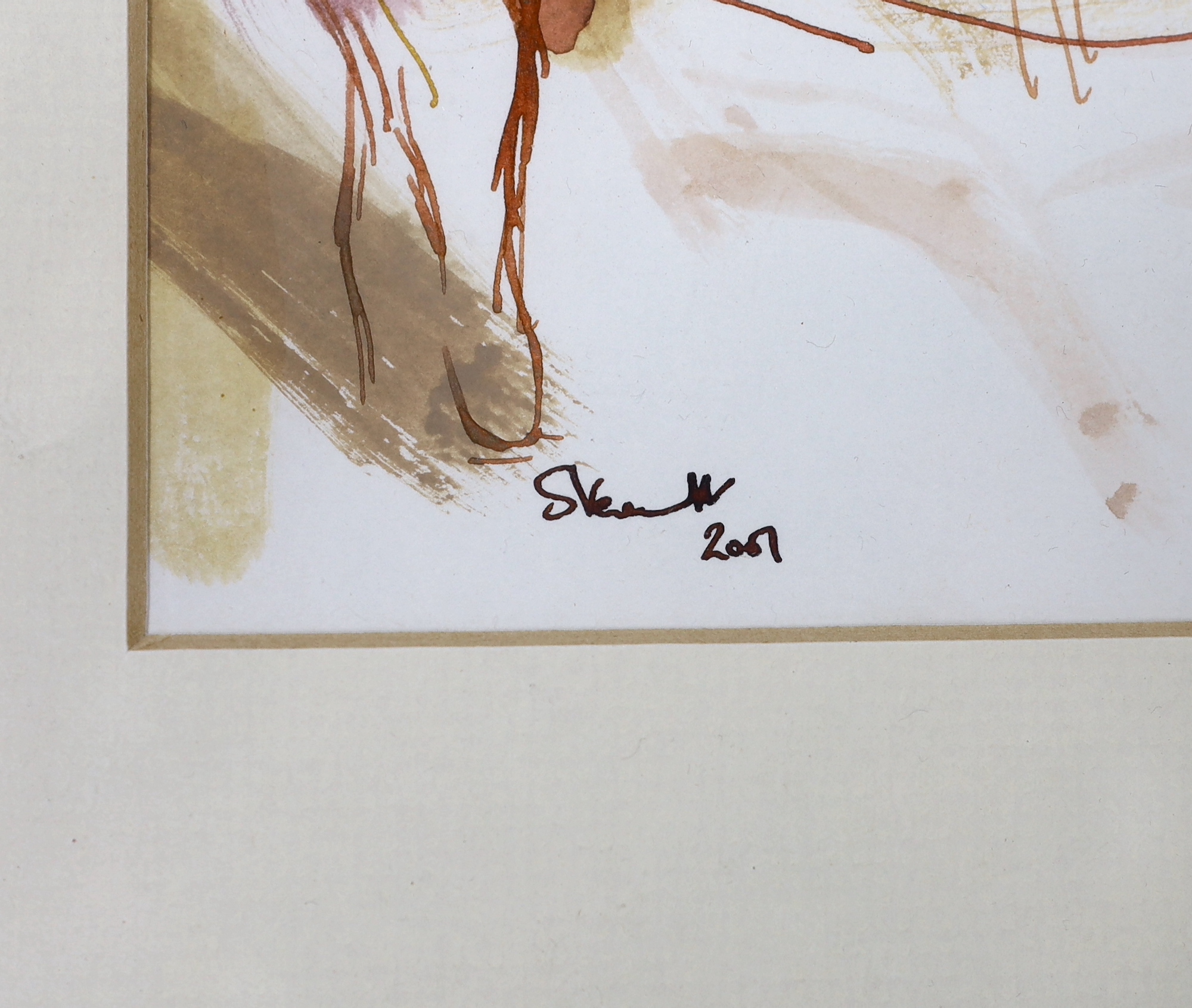 Ink and watercolour, Study of a shirtless male, indistinctly signed, 40x28cm